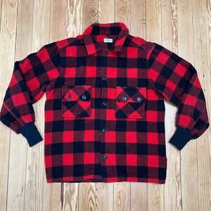 Vintage 60s 70s Minnesota Woolen Buffalo Plaid Shirt Jacket - Men's Medium